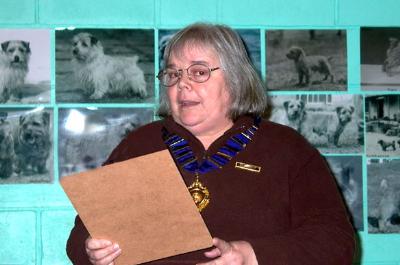 Dorothy Dorkins gave the President's Introduction  and afterwards presented the members' annual trophies and awards