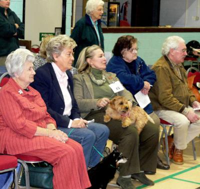 The illustrious ringside included Chris Seidler, Liz Cartledge,  Elisabeth Matell, Maureen Micklethwaite and Garry Mason,  at the back are Gail and Joan Simpson .