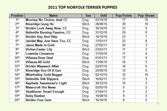 Top Puppies 2011